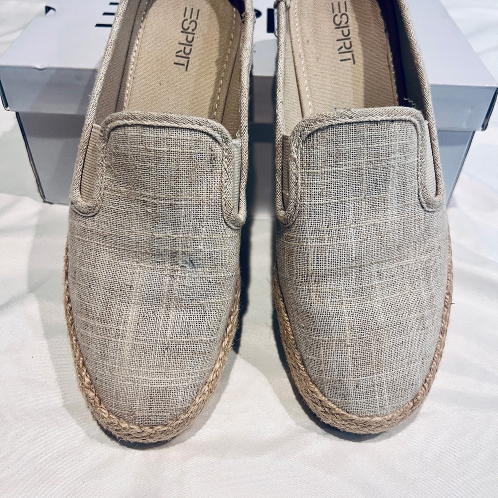 Esprit Women’s Linen/Taupe Espadrilles Slip-On Shoes, Size 6